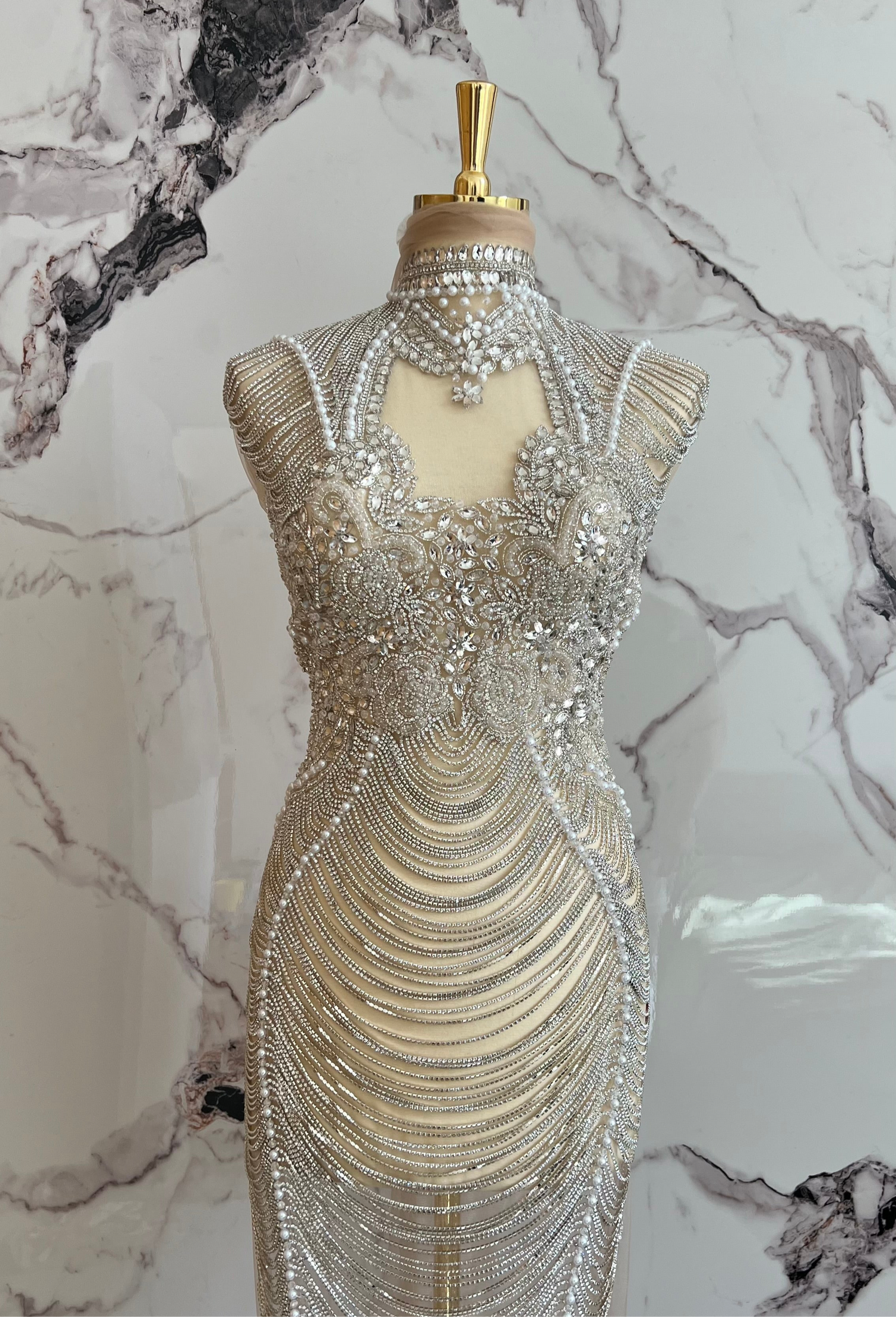 Luxurious Haute Couture Unstitched Dress | Front & Back Design Fabric for Custom Tailoring TumaCouture