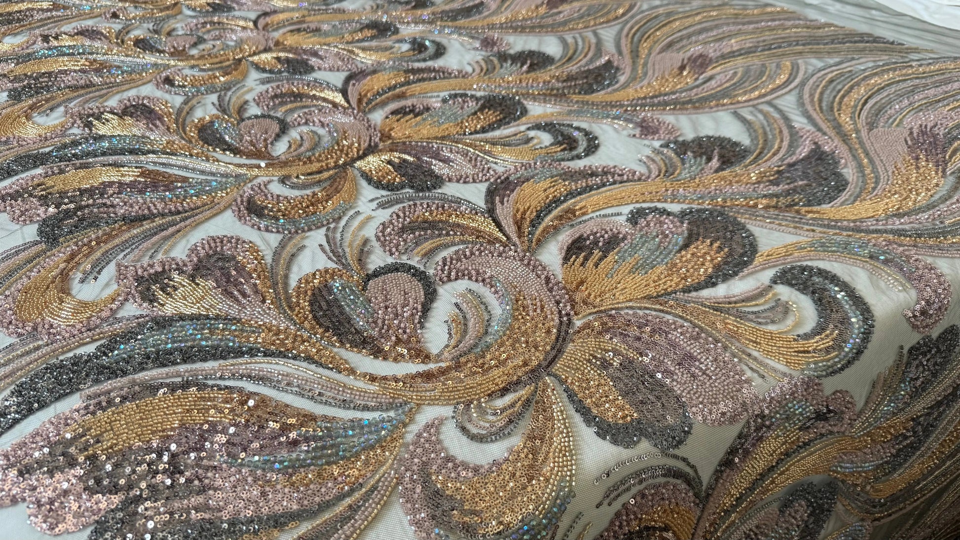 Premium Luxury Beaded Fabric Multicolour - TumaCouture