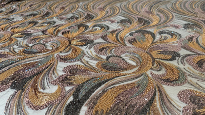 Premium Luxury Beaded Fabric Multicolour - TumaCouture
