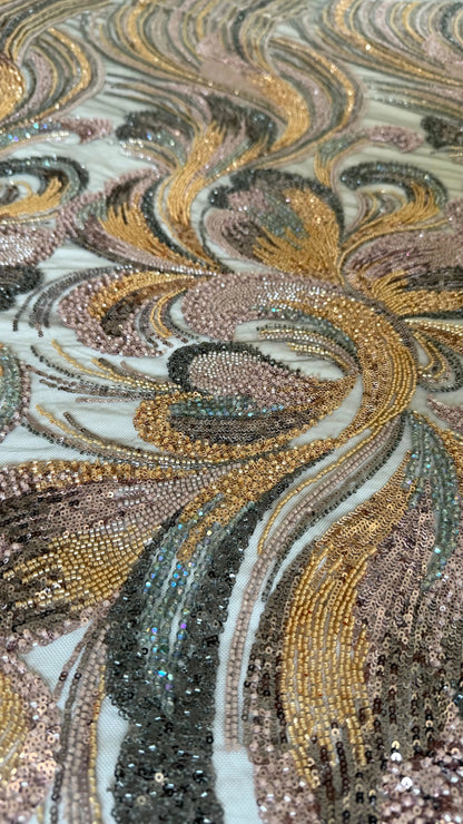Premium Luxury Beaded Fabric Multicolour - TumaCouture