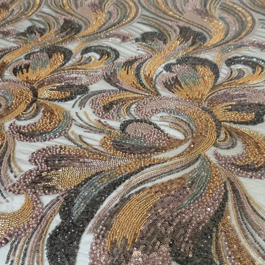Premium Luxury Beaded Fabric Multicolour - TumaCouture