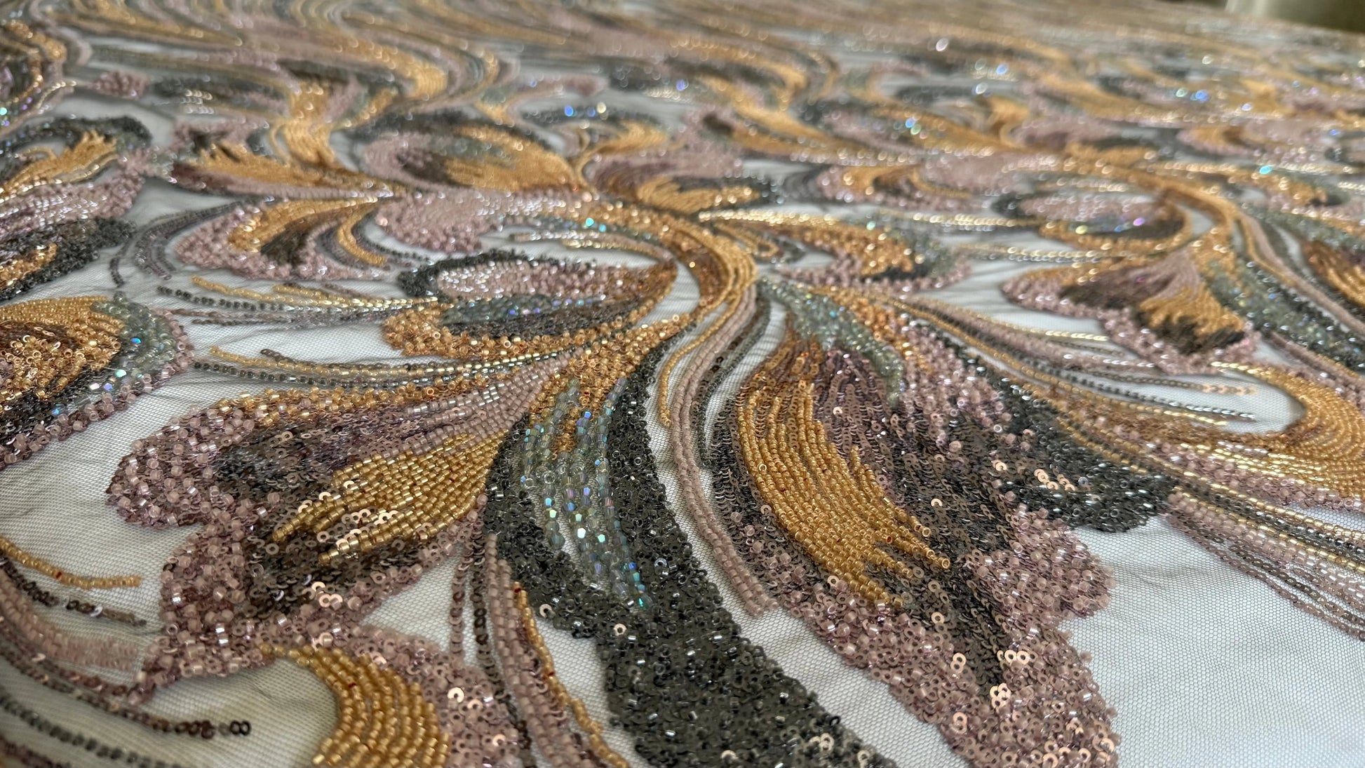 Premium Luxury Beaded Fabric Multicolour - TumaCouture