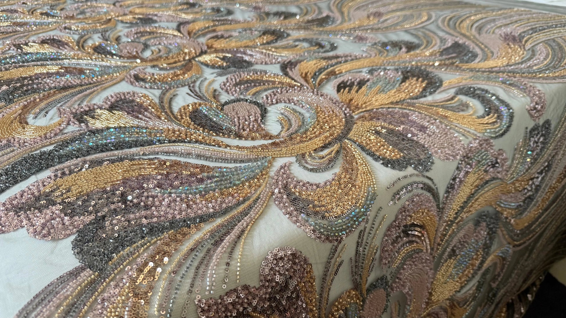 Premium Luxury Beaded Fabric Multicolour - TumaCouture