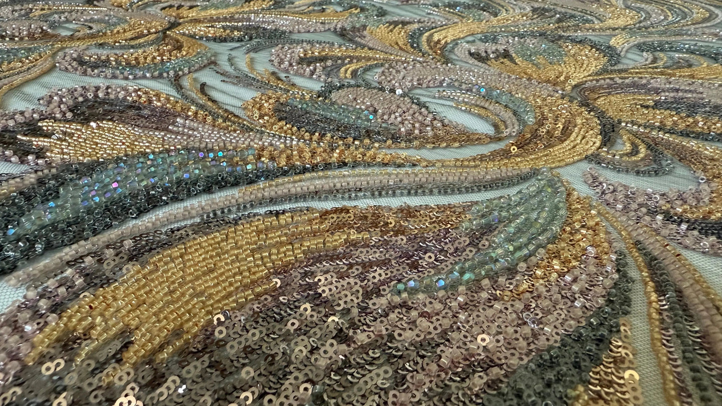 Premium Luxury Beaded Fabric Multicolour - TumaCouture