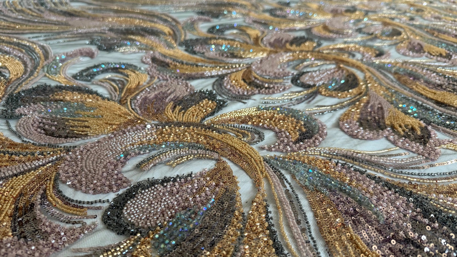 Premium Luxury Beaded Fabric Multicolour - TumaCouture