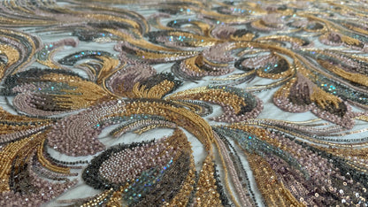 Premium Luxury Beaded Fabric Multicolour - TumaCouture