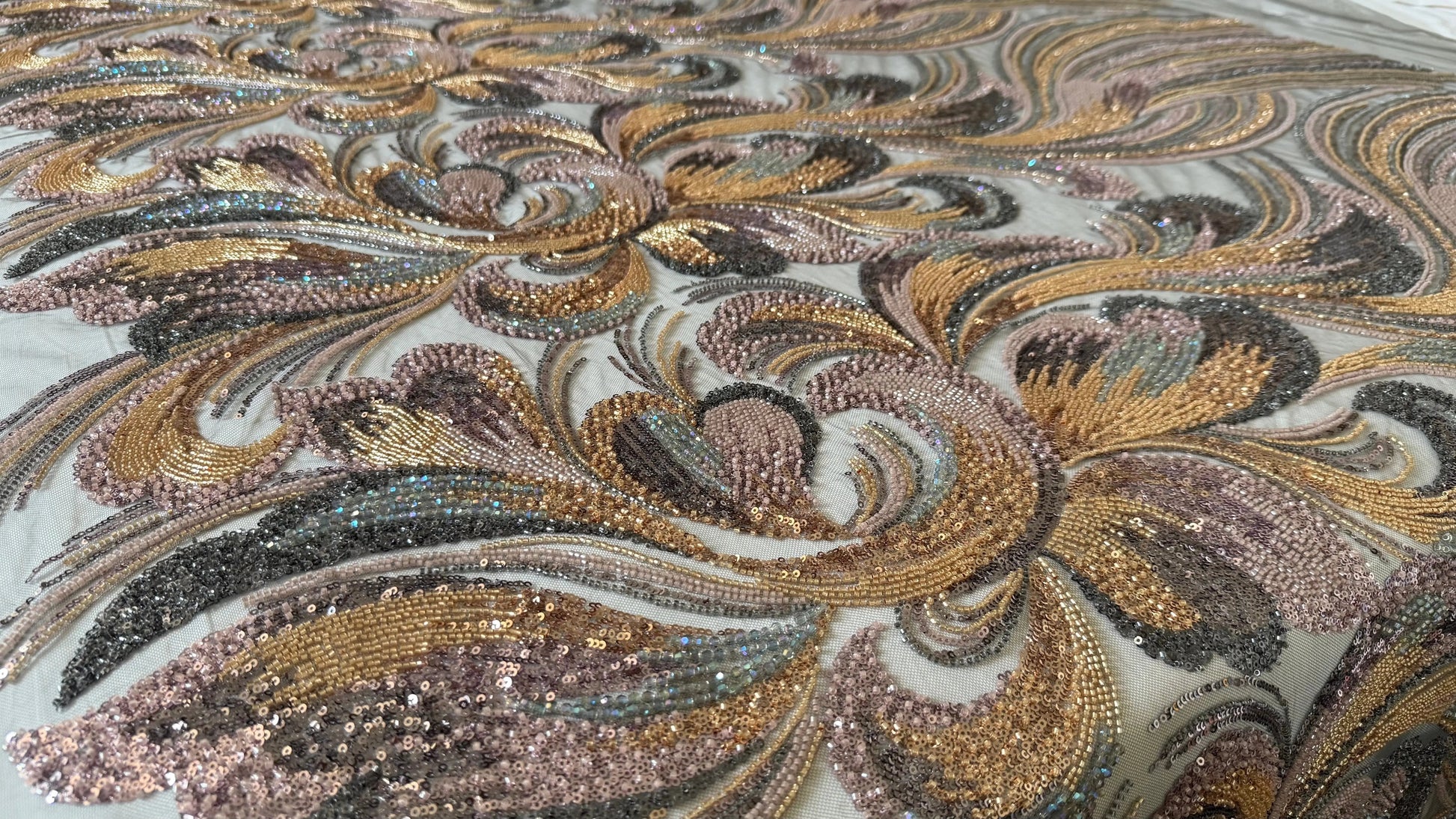 Premium Luxury Beaded Fabric Multicolour - TumaCouture