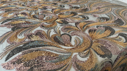Premium Luxury Beaded Fabric Multicolour - TumaCouture