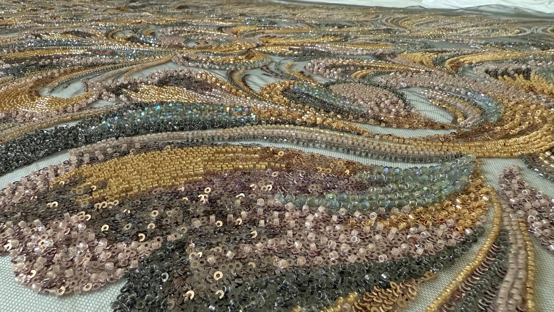 Premium Luxury Beaded Fabric Multicolour - TumaCouture