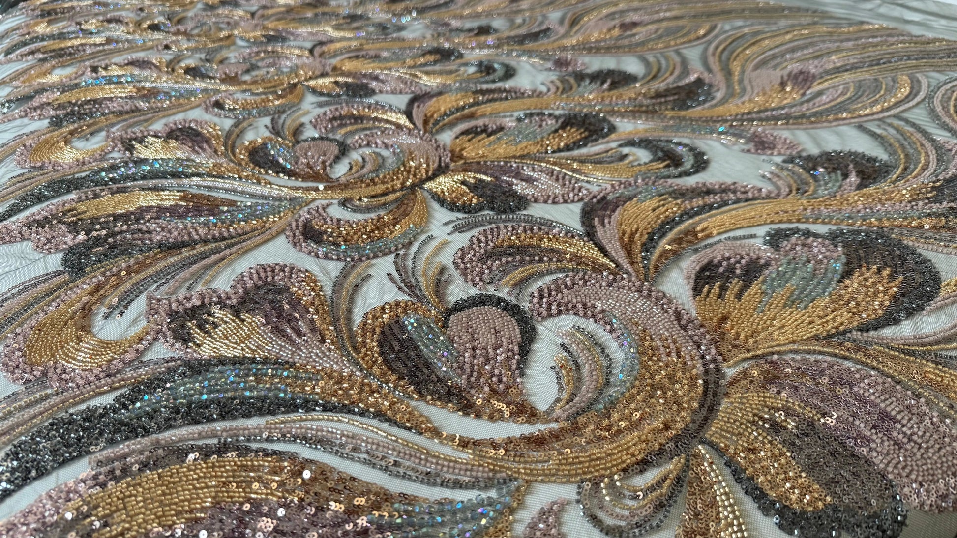 Premium Luxury Beaded Fabric Multicolour - TumaCouture