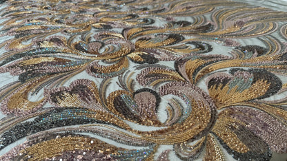 Premium Luxury Beaded Fabric Multicolour - TumaCouture