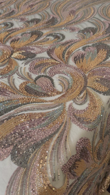 Premium Luxury Beaded Fabric Multicolour