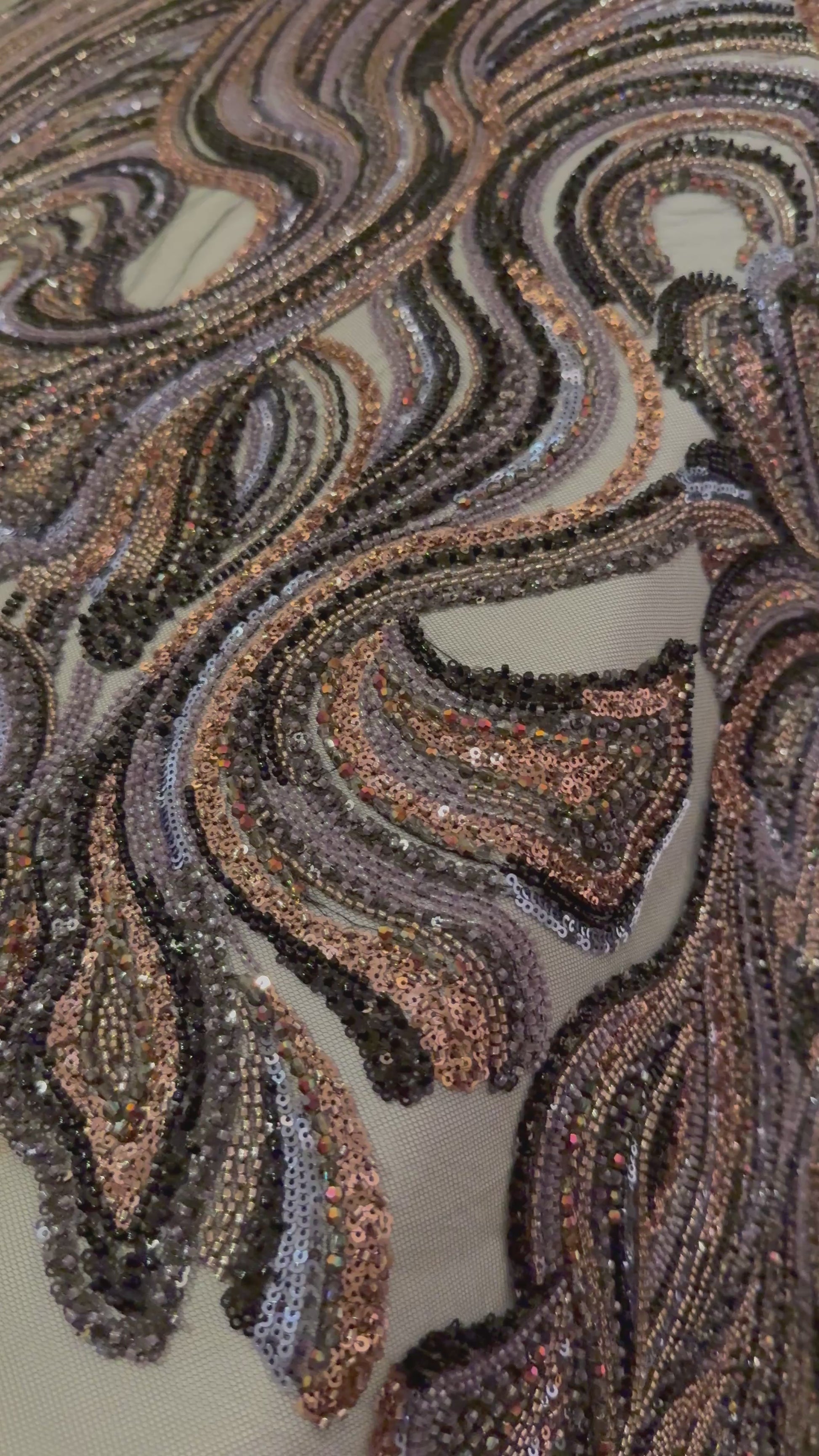 Premium Beaded Fabric Multicolour Stripes Luxury Material - TumaCouture
