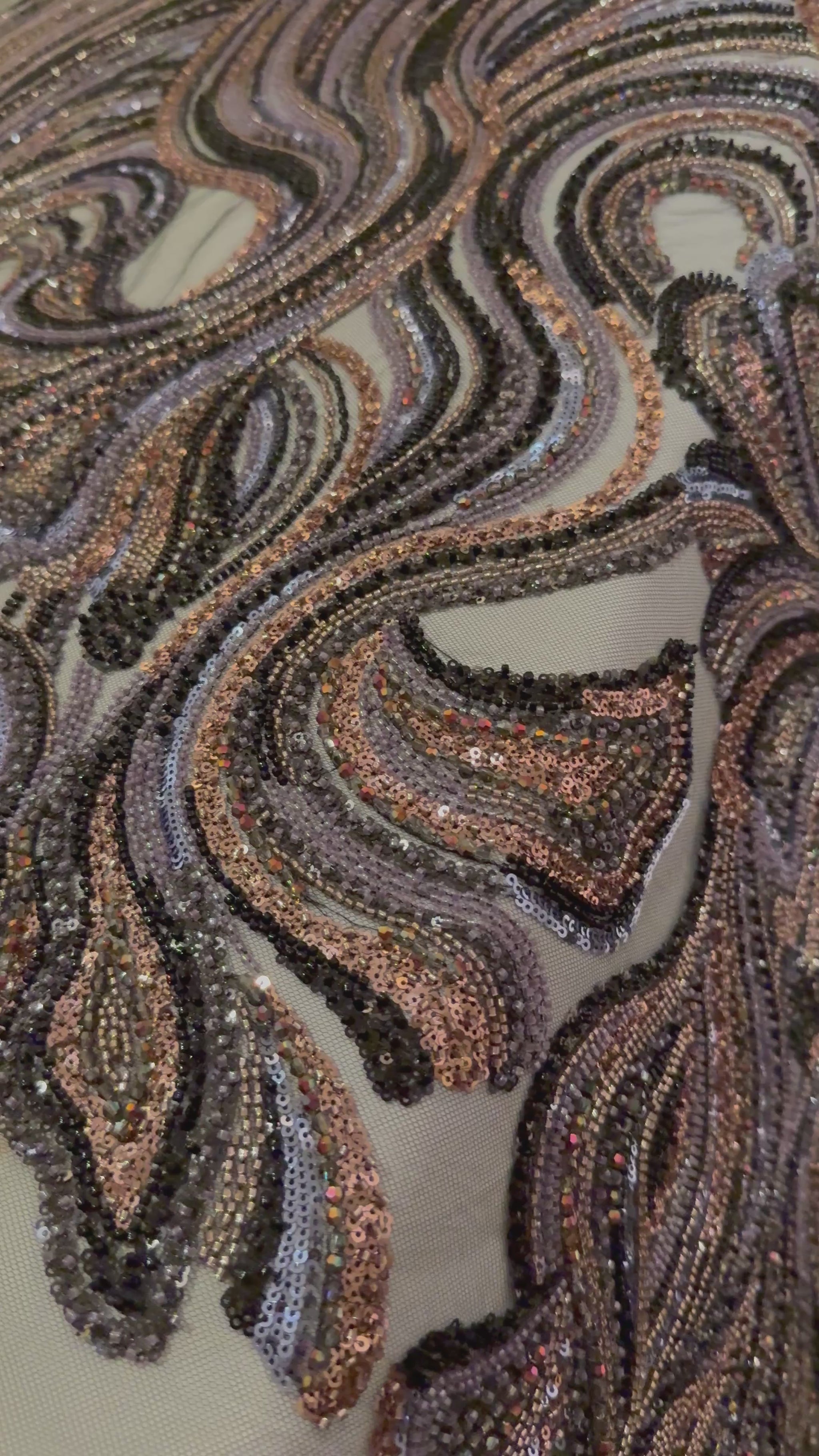Premium Beaded Fabric Multicolour Stripes Luxury Material - TumaCouture